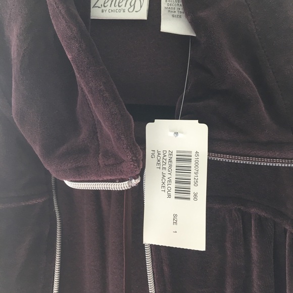 Chico’s zenergy  sz 1 velour jacket new w tag - Picture 3 of 5